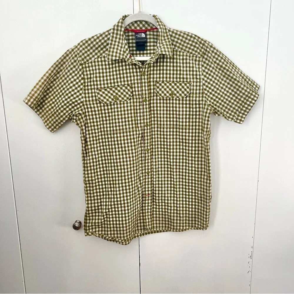 The North Face Men's Green Checkered Shirt Button Down Size Small